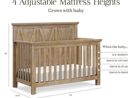B14501DF,Monogram by Namesake,Emory Farmhouse 4-in-1 Convertible Crib in Driftwood