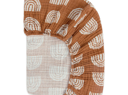 T29036,Babyletto,Rainbow Muslin Mini Crib Sheet in GOTS Certified Organic Cotton