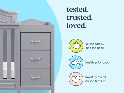 M12881G,DaVinci,Charlie 4-in-1 Convertible Mini Crib & Changer in Grey