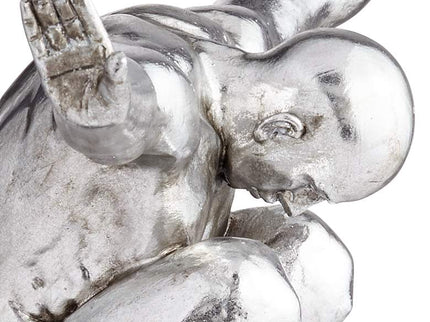 Male Gymnast Pose 19 1/2" Wide Silver Sculpture