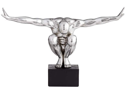 Male Gymnast Pose 19 1/2" Wide Silver Sculpture