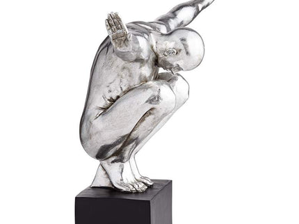 Male Gymnast Pose 19 1/2" Wide Silver Sculpture