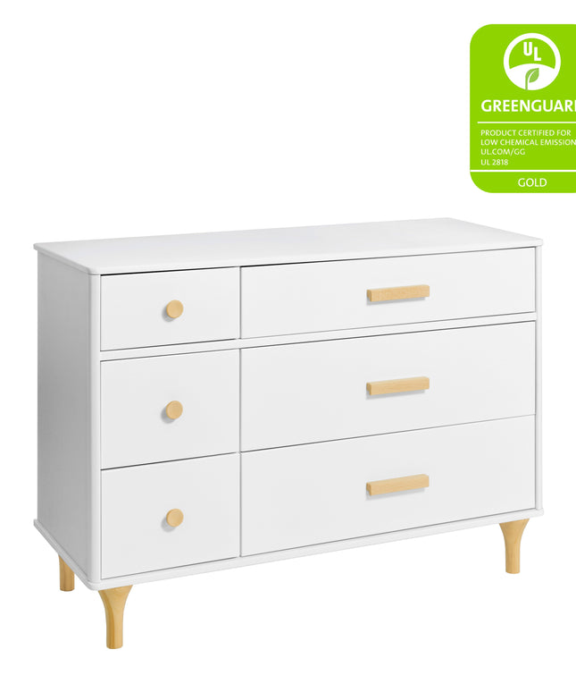 M9016WN,Babyletto,Lolly 6-Drawer Double Dresser  Assembled in White/Natural