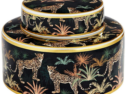 Matios Multi-Color Leopard Round Jar with Lid