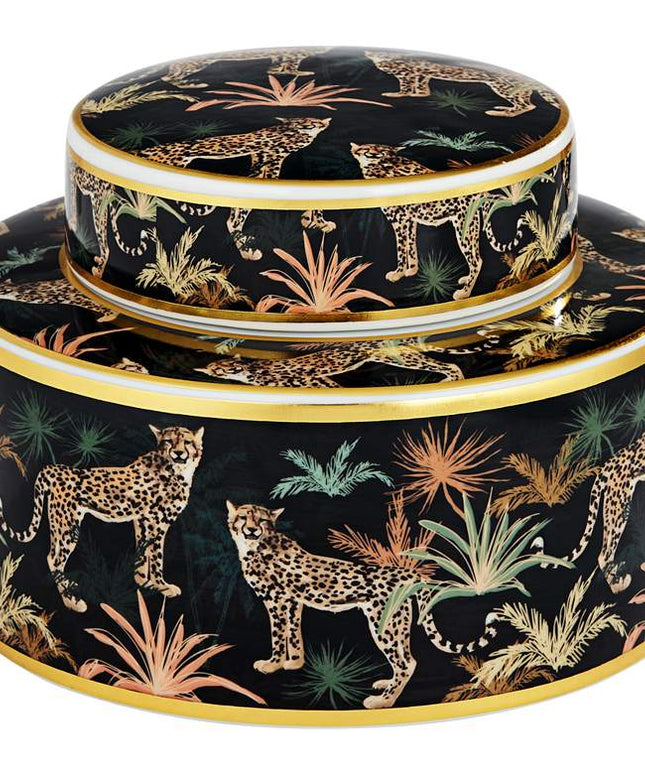 Matios Multi-Color Leopard Round Jar with Lid
