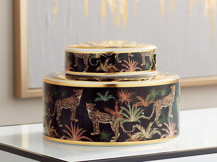 Matios Multi-Color Leopard Round Jar with Lid