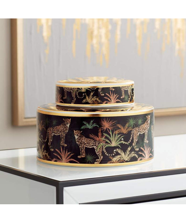 Matios Multi-Color Leopard Round Jar with Lid
