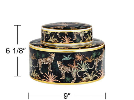 Matios Multi-Color Leopard Round Jar with Lid