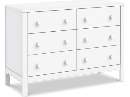 M27826W,DaVinci,Sammy Scallop 6-Drawer Dresser in White