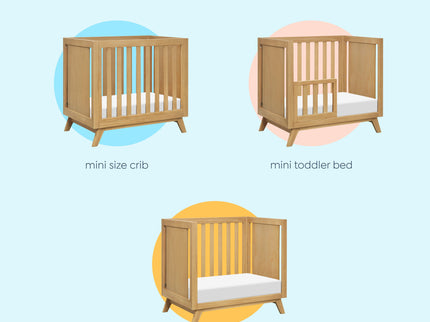M22598HY,DaVinci,Otto 3-in-1 Convertible Mini Crib with 4 Mattress in Honey