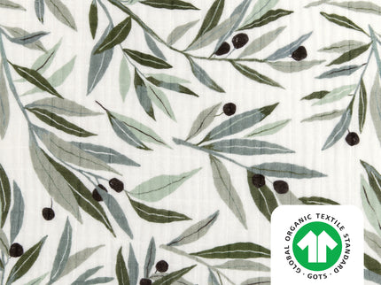 T28236,Babyletto,Olive Branches Muslin Mini Crib Sheet in GOTS Certified Organic Cotton