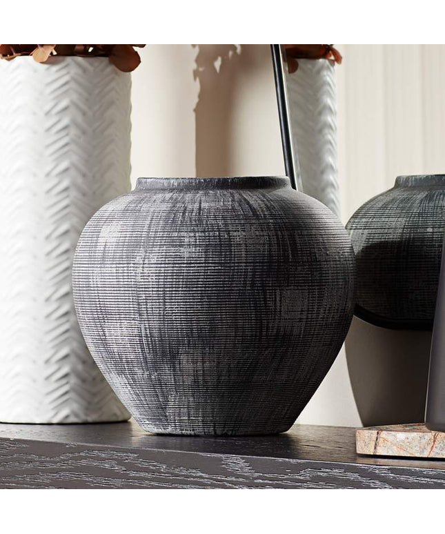 McGinn 9" Wide Rough Antique Black Decorative Vase