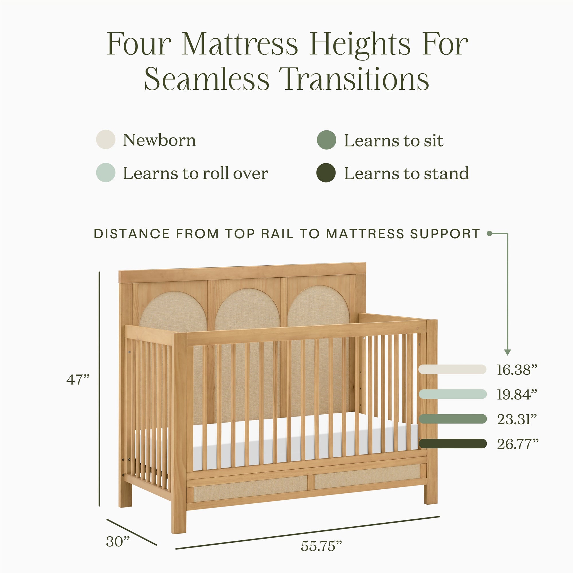 M24801HYPSEW,Namesake,Eloise 4-in-1 Convertible Crib in Honey & Performance Sand Eco-Weave