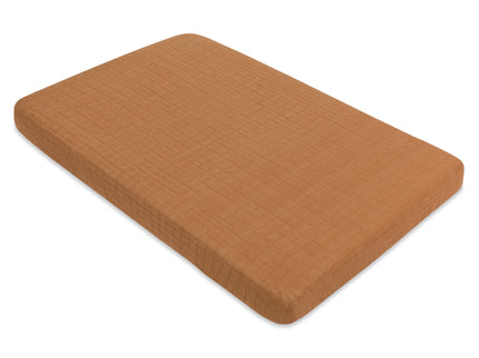 T29536BTS,Babyletto,Burnt Sienna Muslin Mini Crib Sheet in GOTS Certified Organic Cotton
