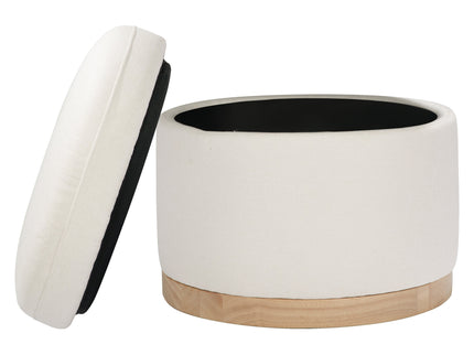 M22885PCMEWLB,Babyletto,Naka Storage Ottoman in Performance Cream Eco-Weave w/ Light wood base