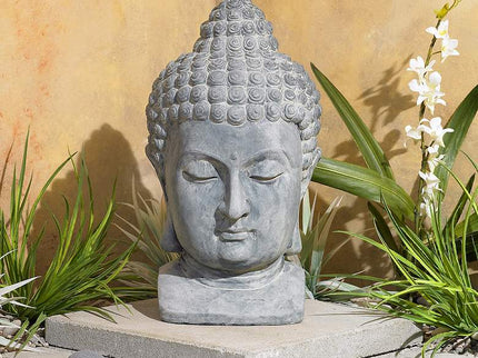 Meditating Buddha Head 18 1/2" High Outdoor Statue