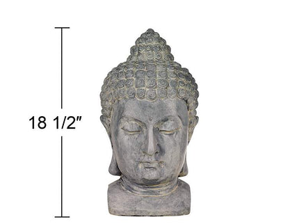 Meditating Buddha Head 18 1/2" High Outdoor Statue