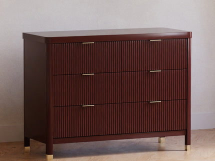 M26716CR,Namesake,Brimsley Tambour 6-Drawer Assembled Dresser in Crimson