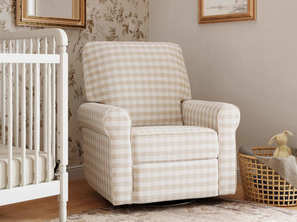 B17787TGH,Monogram by Namesake,Monroe Pillowback Power Recliner in Tan Gingham
