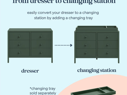 M25126FRGR,DaVinci,Birdie 6-Drawer Dresser in Forest Green