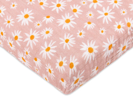 T28033,Babyletto,Daisy Muslin All-Stages Midi Crib Sheet in GOTS Certified Organic Cotton