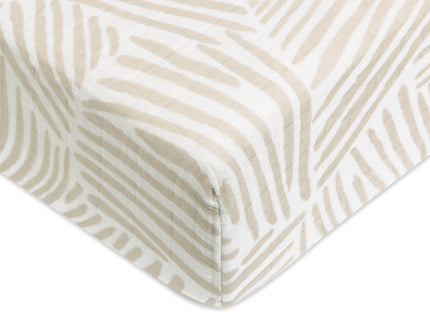 T29235,Babyletto,Oat Stripe Muslin Crib Sheet in GOTS Certified Organic Cotton