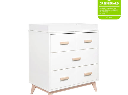 M5823WNX,Babyletto,Scoot 3-Drawer Changer Dresser in White/Washed Natural Finish