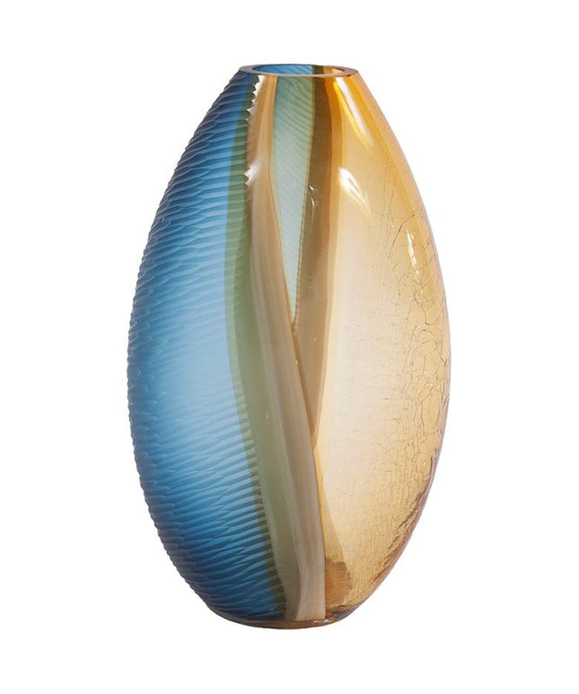 Mirina 16 1/2" High Blue and Amber Glass Decorative Vase