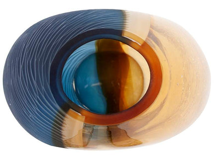 Mirina 16 1/2" High Blue and Amber Glass Decorative Vase