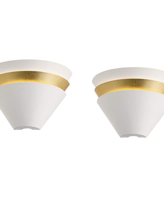 Misty 6 1/4" High White and Gold Leaf LED Wall Sconce Set of 2