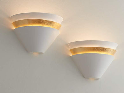 Misty 6 1/4" High White and Gold Leaf LED Wall Sconce Set of 2