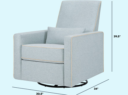 M10887HBLCM,DaVinci,Piper Recliner in Heathered Blue w/ Cream Piping