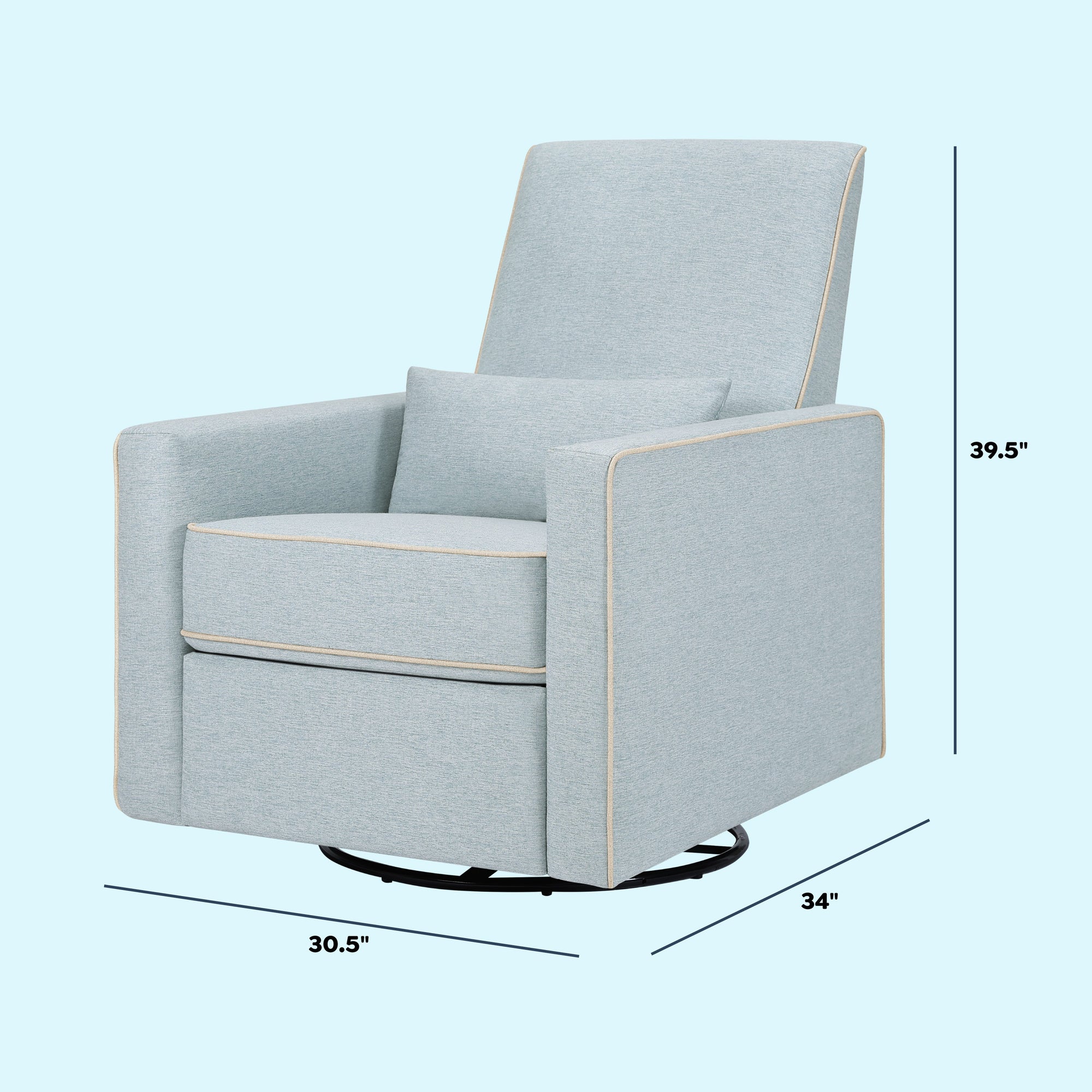 M10887HBLCM,DaVinci,Piper Recliner in Heathered Blue w/ Cream Piping