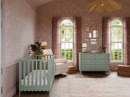 M27801LS,DaVinci,Sammy Scallop 4-in-1 Convertible Crib in Light Sage