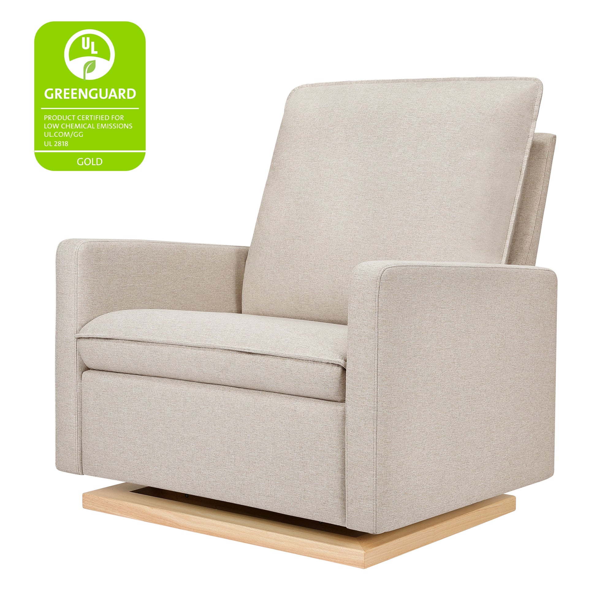 M20984PBEWLB,Babyletto,Cali Pillowback Chair and a Half Glider in Performance Beach Eco-Weave w/ Light Wood Base