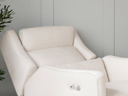 M11286PCMEW,Babyletto,Kiwi Plus Power Glider Recliner w/ Power Headrest in Performance Cream Eco-Weave