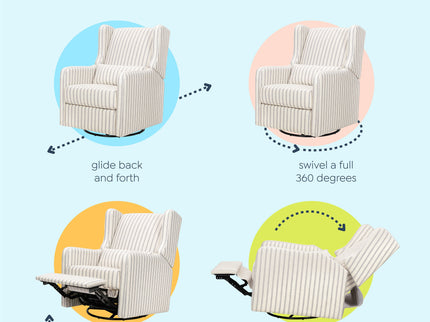 F19587PCDS,Carter's,Arlo Recliner and Swivel Glider in Performance Charcoal Double Stripe Linen