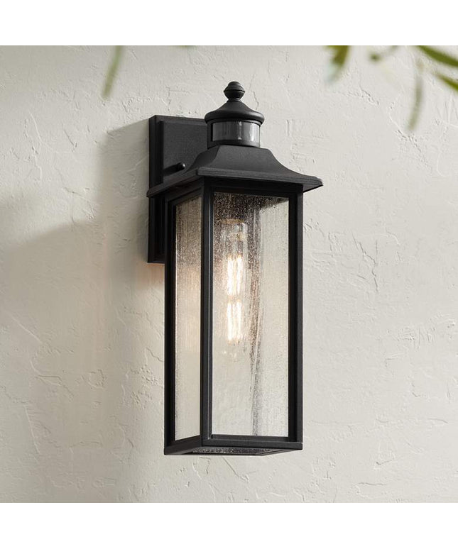 Moray Bay 16 1/2" High Black Motion Sensor Outdoor Wall Light