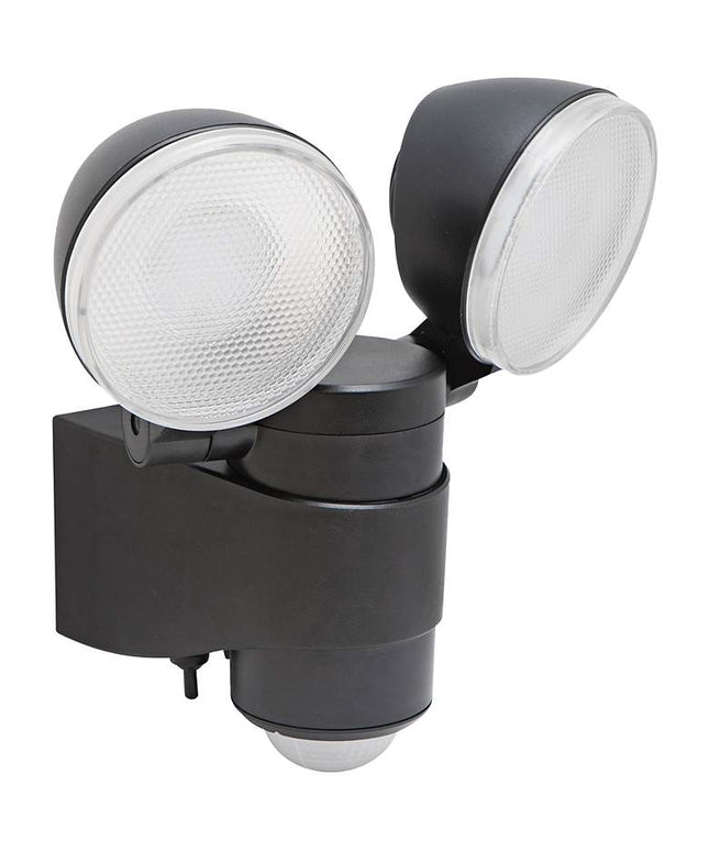 Motion Activated Black 6" High 2-Light LED Security Light