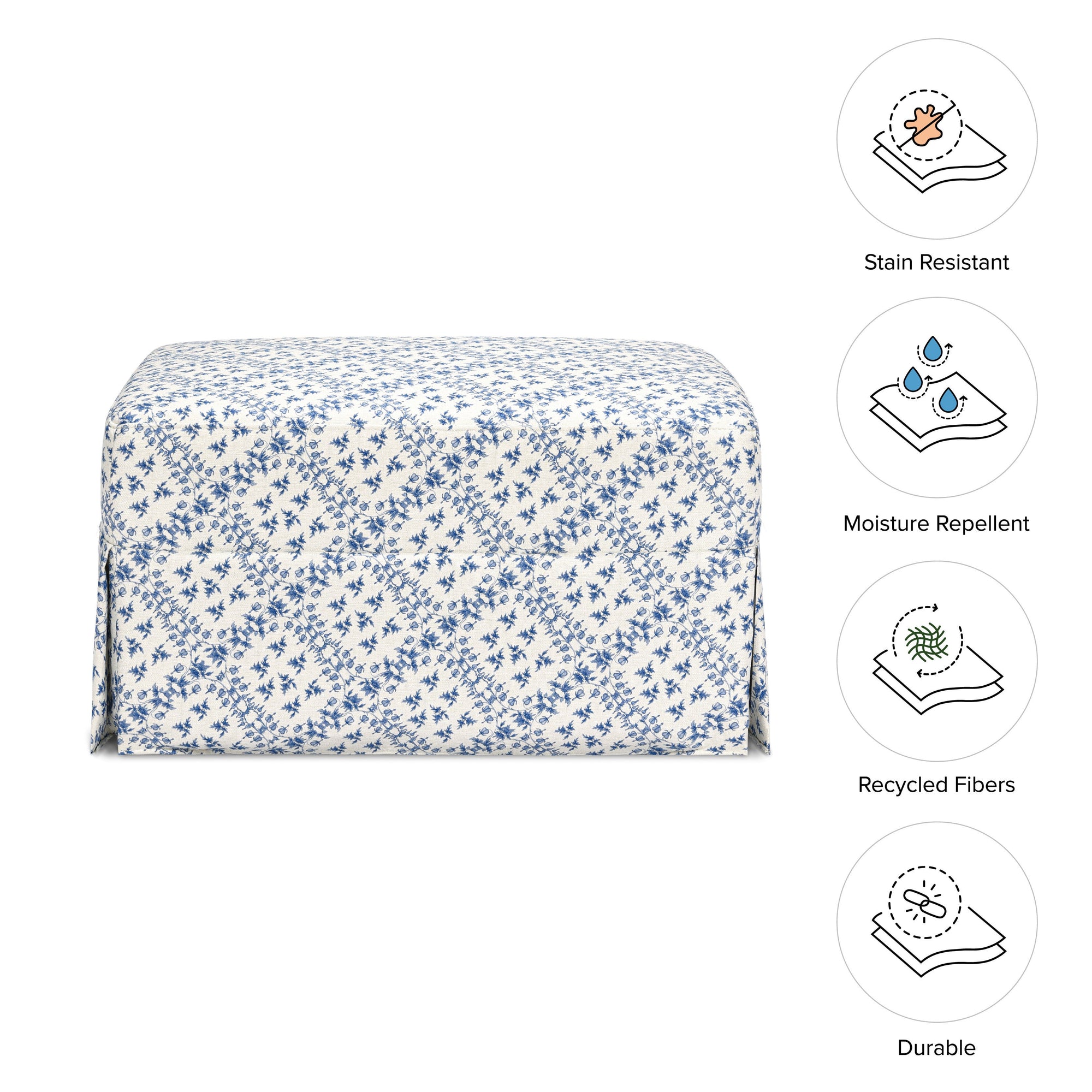 M21785BLT,Namesake,Sarah Flint x Namesake Crawford Gliding Ottoman in Blue Lattice Performance Eco-Weave
