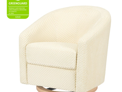 M5887IVCL,Babyletto,Madison Swivel Glider in Ivory Velvet Checker w/ Light Wood Base