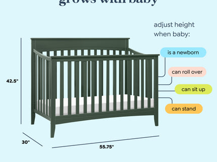 M9301FRGR,DaVinci,Grove 4-in-1 Convertible Crib in Forest Green