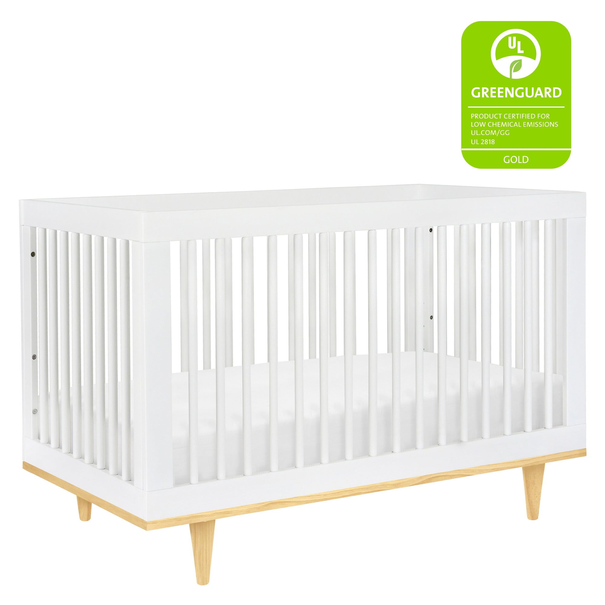W4901WN,DaVinci,Marley 3-In-1 Convertible Crib in White Finish and Natural Legs