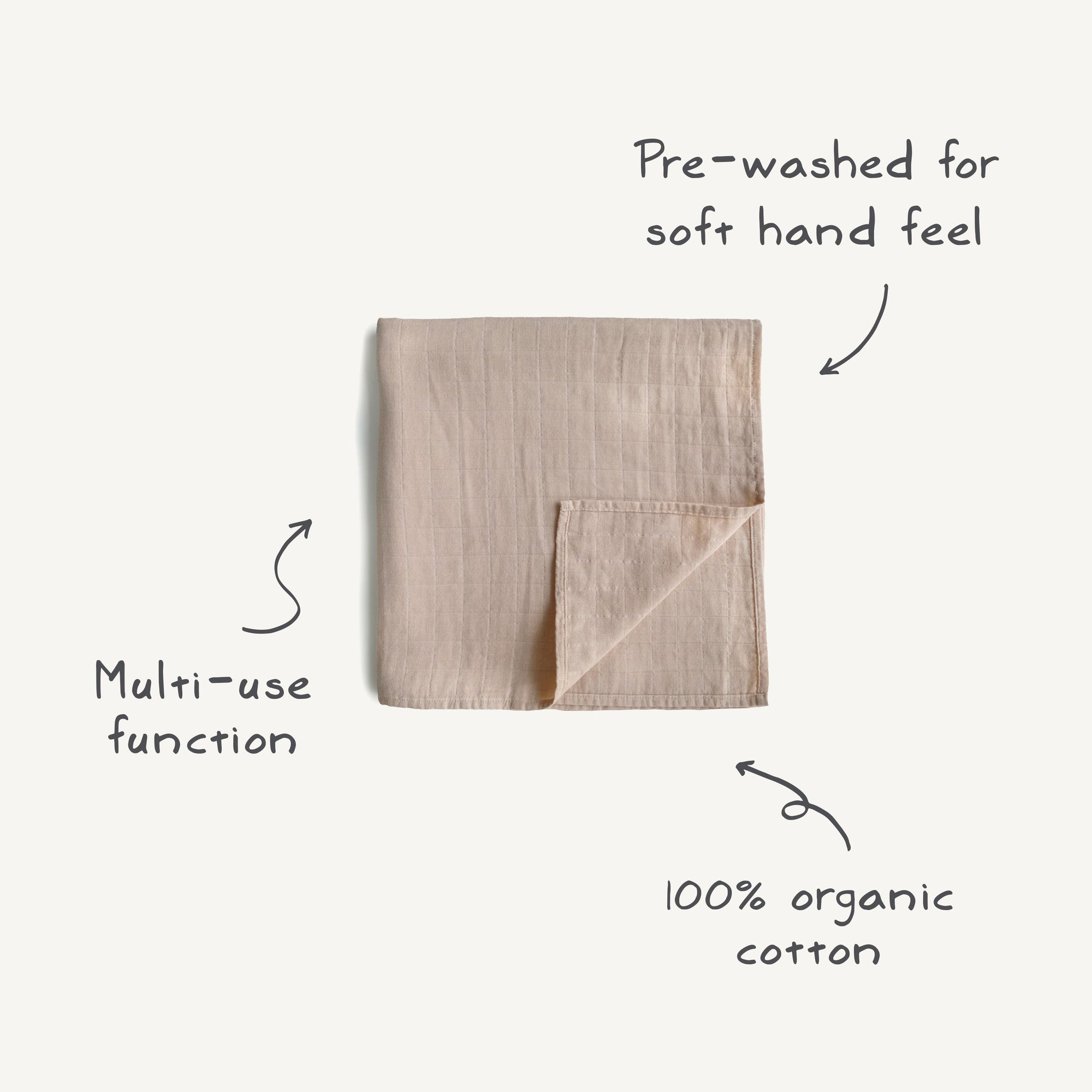 MS-244, Organic Cotton Muslin Swaddle Blanket