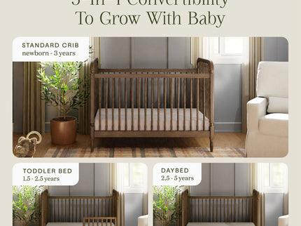 M7101NL,Namesake,Liberty 3-in-1 Convertible Spindle Crib w/Toddler Bed Conversion Kit in Natural Walnut