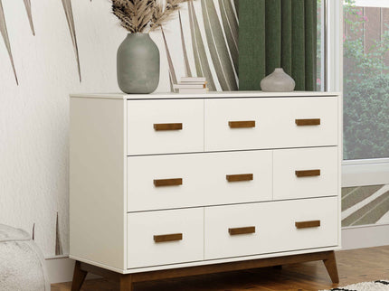 M5826WNL,Babyletto,Scoot 6-Drawer Dresser in White/Natural Walnut