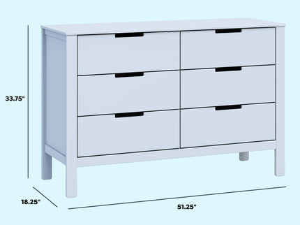 F11926PB,Carter's,Colby 6-Drawer Double Dresser in Powder Blue
