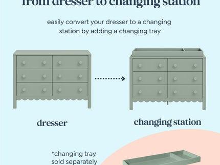 M27826LS,DaVinci,Sammy Scallop 6-Drawer Dresser in Light Sage