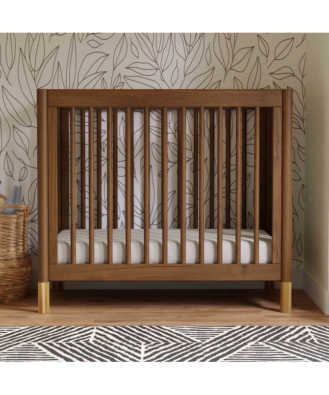 M12998NLGLD,Babyletto,Gelato 4-in-1 Convertible Mini Crib and Twin bed in Natural Walnut Finish with Gold Feet