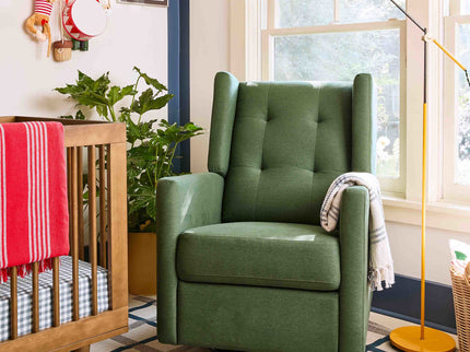 M21287PNG,DaVinci,Maddox recliner and swivel glider in Pine Green